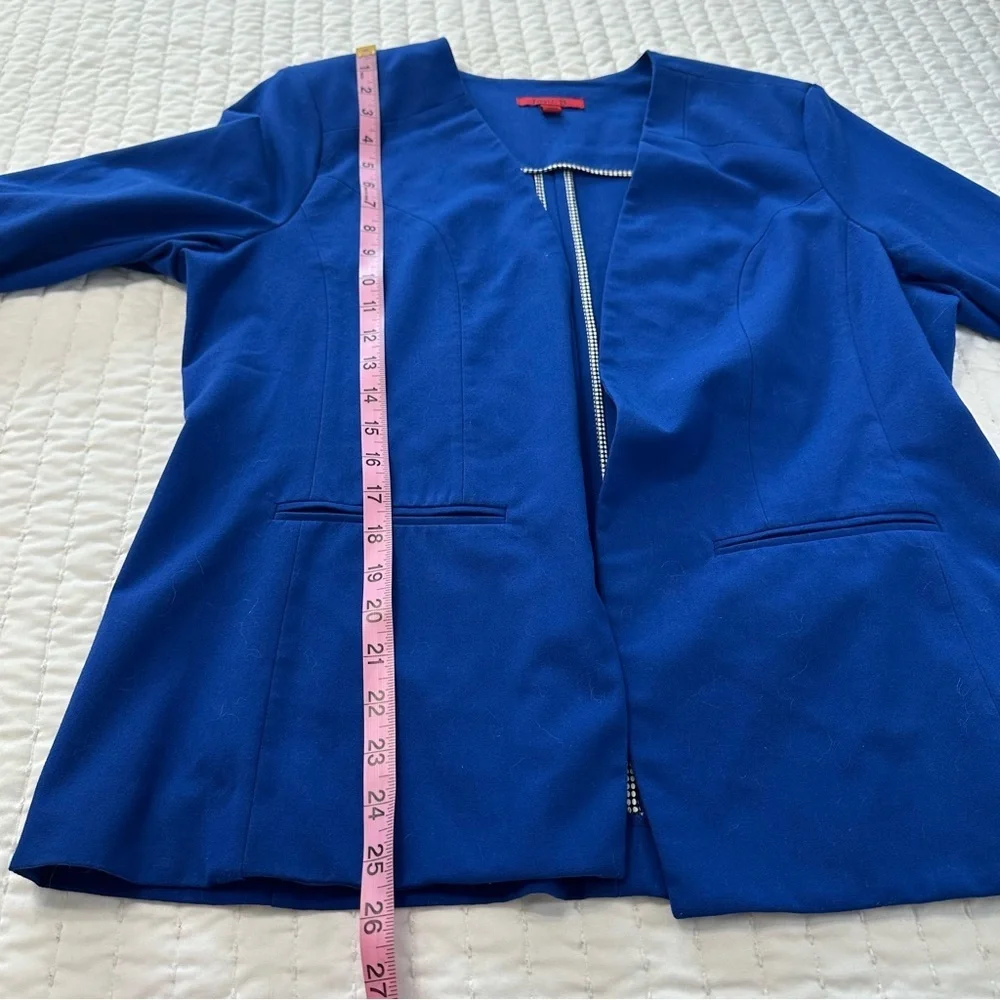 Elegant Royal Blue Women's Blazer 3/4 Sleeves with Shoulder Padding - Picture 3 of 12